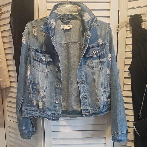 Ci Sono Jackets & Blazers - Ci Sono Distressed Denim Jacket With Hand Pockets